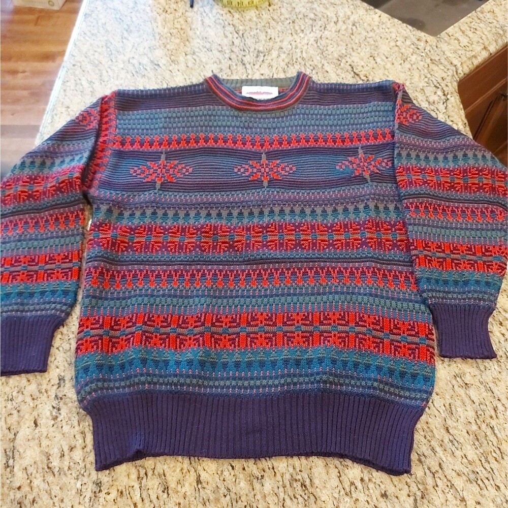 OBERMEYER Men's Wool Blend Multi-Color Sweater Size Large